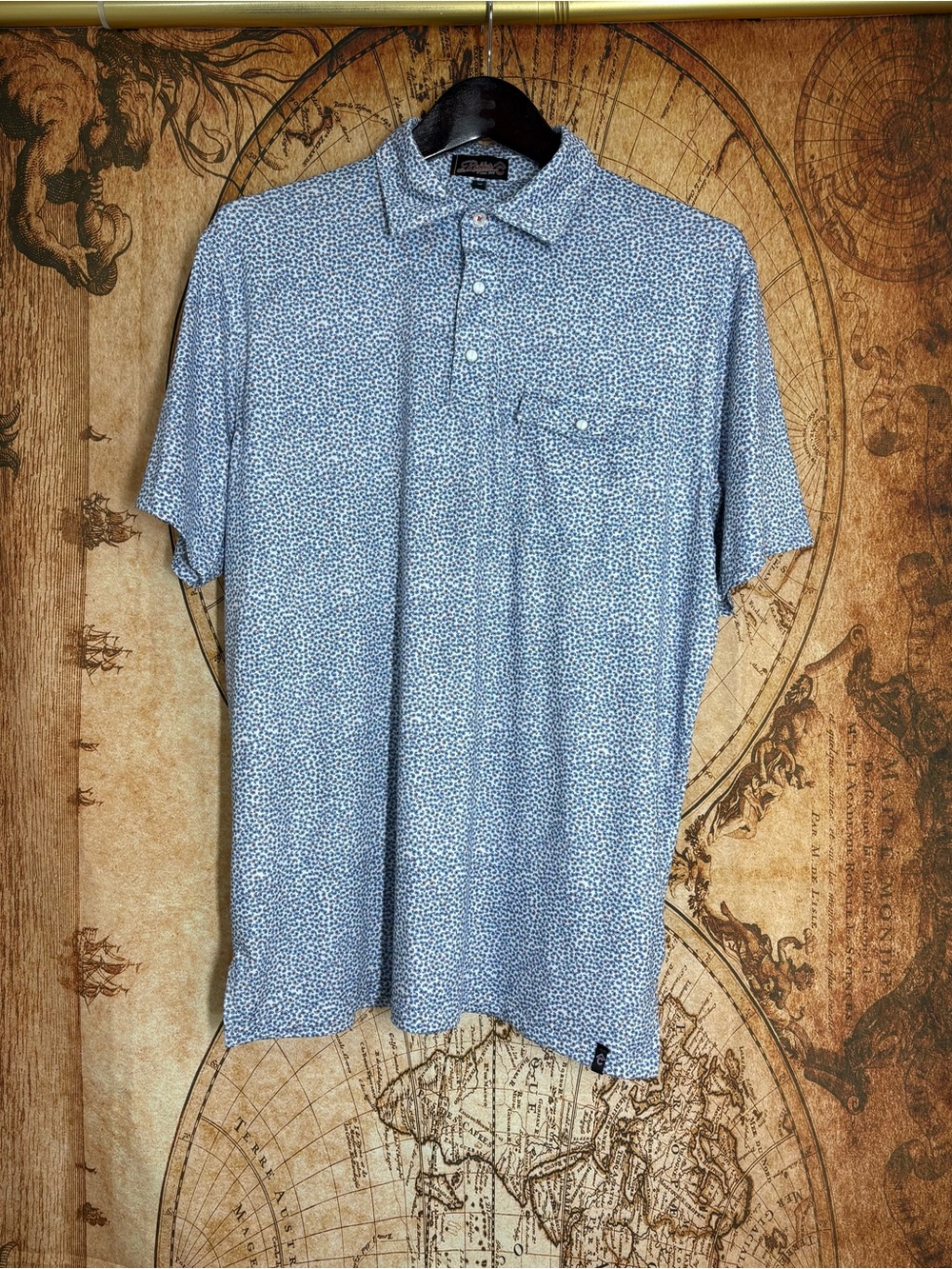Rafter C Pearl Snap Western Polo Shirt M Blue Red Micro Paisley Short Sleeve